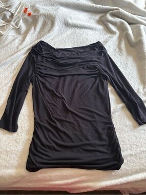 Off-Shoulder Black Ruched Women’s Tunic Top